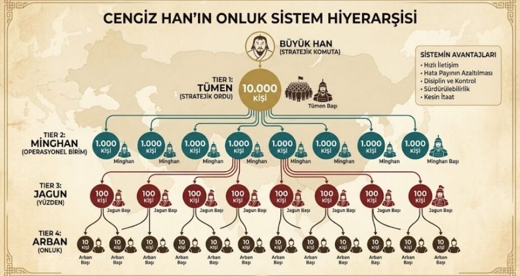 Cengiz Han ve Yönetim Dersleri 2 Cengiz Han Onluk Sistem Organizasyon Şeması